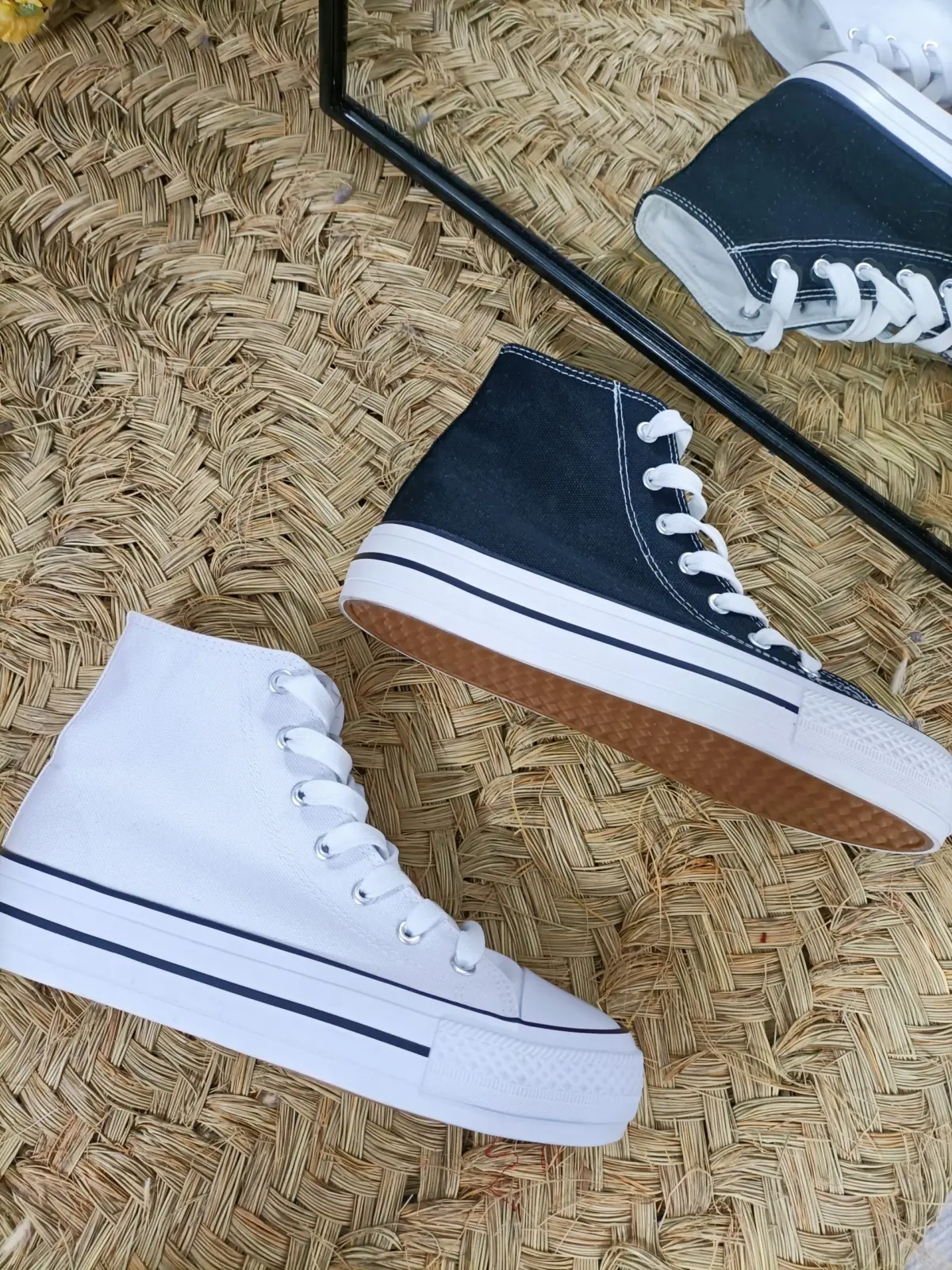 Bota Doble Lona Negra