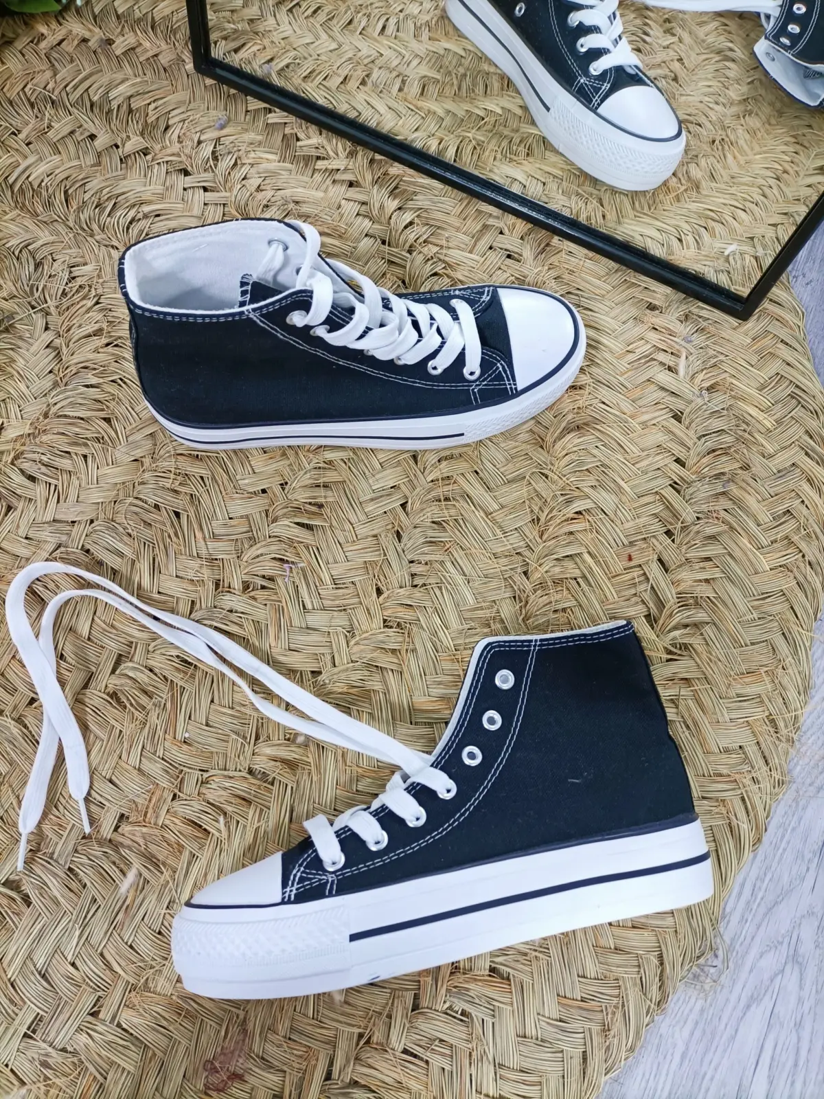 Bota Doble Lona Negra