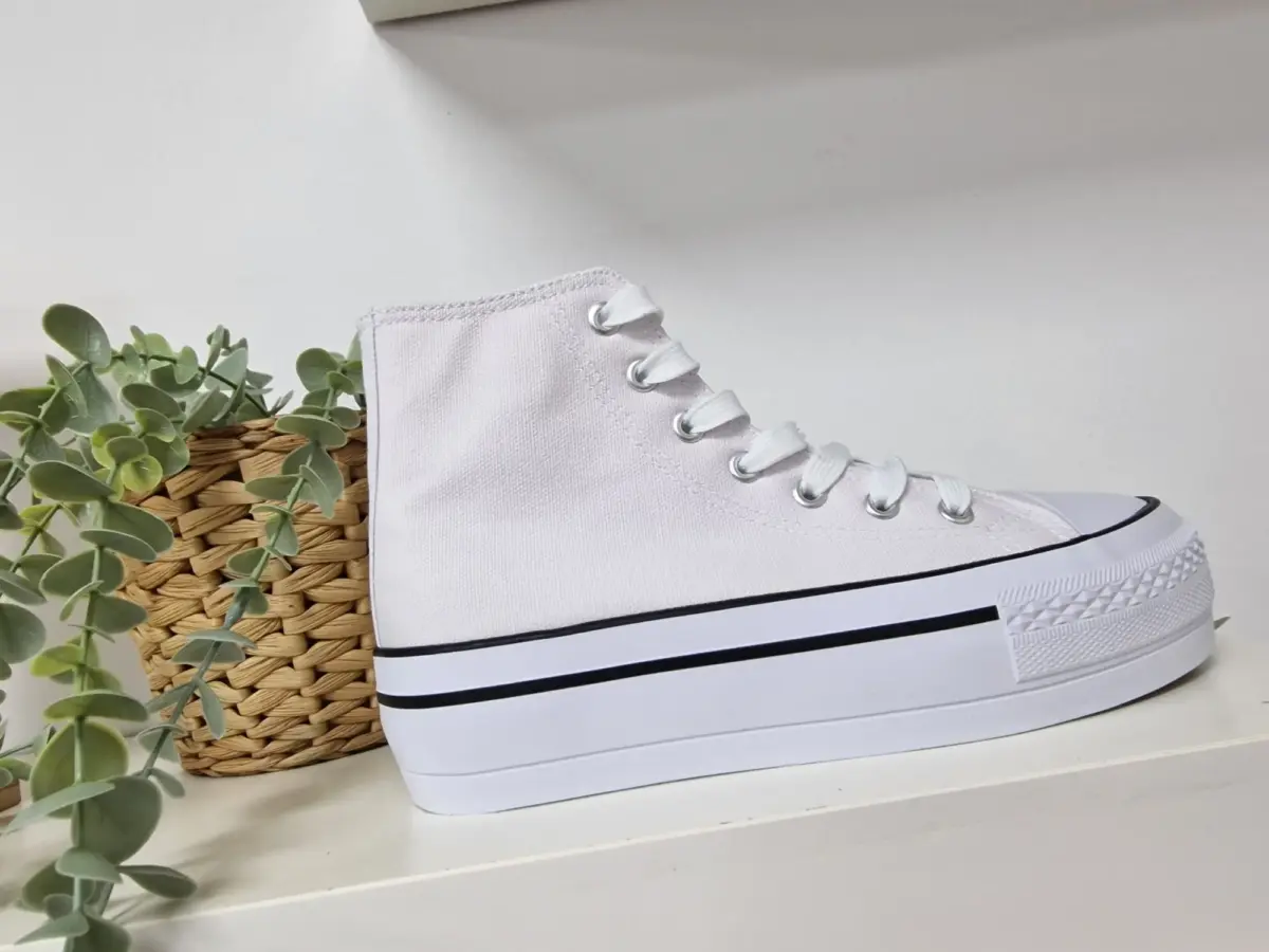 Bota Lona Triple Blanca
